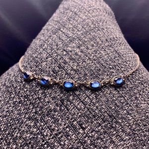 Silver Tone Blue Stone Pendant Necklace